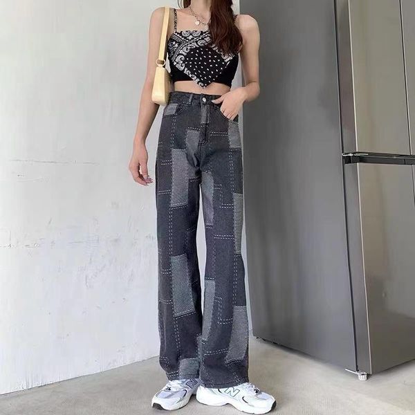 women's jeans ladies stitching casual loose high-waisted retro wide-leg straight-leg mom trousers size s-5xl, Blue
women's jeans ladies stitching casual loose high-waisted retro wide-leg straight-leg mom trousers size s-5xl, Blue