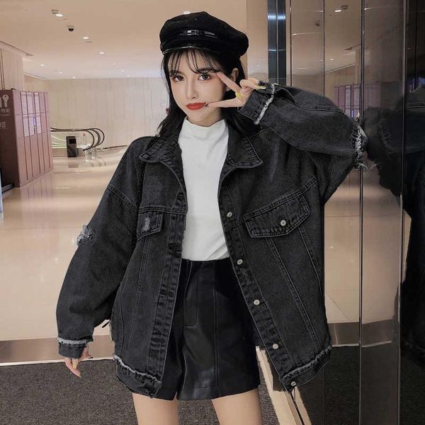 women's jackets icclek jxmyy 2021 korean version of the port wind hole denim jacket women retro harajuku style casual loose jacke, Black;brown
women's jackets icclek jxmyy 2021 korean version of the port wind hole denim jacket women retro harajuku style casual loose jacke, Black;brown