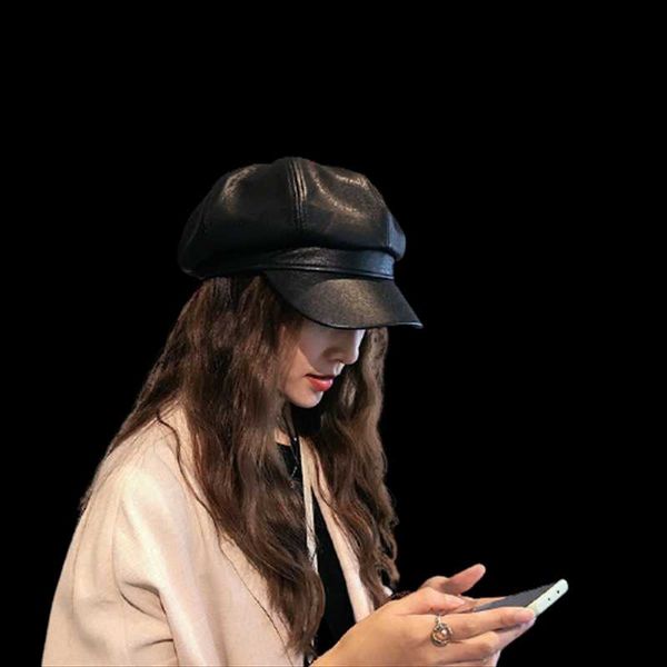 stingy brim hats women retro leather octagonal caps for autumn winter solid color classic british painter female casual vintage beret, Blue;gray
stingy brim hats women retro leather octagonal caps for autumn winter solid color classic british painter female casual vintage beret, Blue;gray