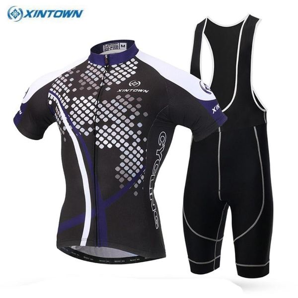 racing sets xintown men cycling jersey clothing roupa summer pro team bib shorts set, Black;blue