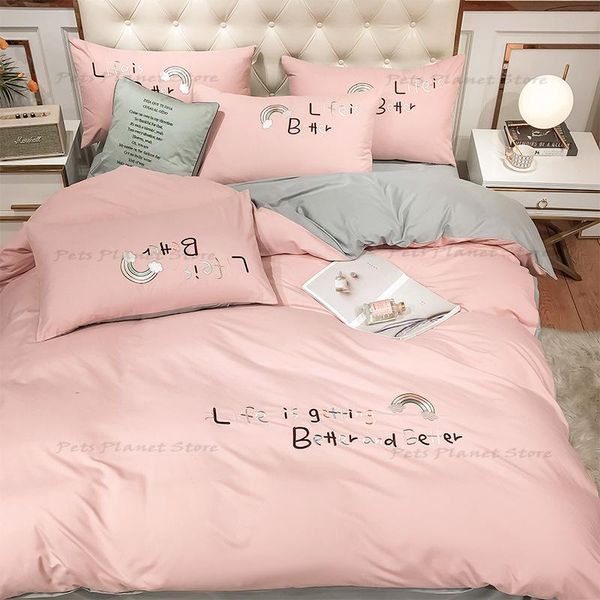 bedding sets rainbow letter embroidery simple pure cotton four-piece net red duvet cover nude sleeping sheets ins wind
bedding sets rainbow letter embroidery simple pure cotton four-piece net red duvet cover nude sleeping sheets ins wind