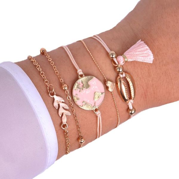pink drops oil map bracelet alloy shell sets ornaments tassel pendant five-piece link, chain, Black
pink drops oil map bracelet alloy shell sets ornaments tassel pendant five-piece link, chain, Black