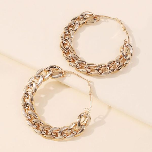 hoop & huggie simple thick twisted link chain large circle earrings for women punk stainless steel geometric buckle earring party jewelry, Golden;silver
hoop & huggie simple thick twisted link chain large circle earrings for women punk stainless steel geometric buckle earring party jewelry, Golden;silver