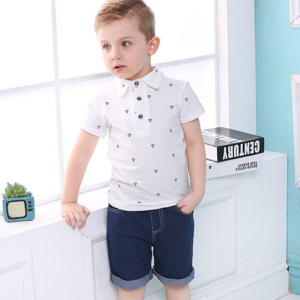 summer children's boys fashion personality anchor print short sleeve t-shirt denim shorts two piece set, Blue
summer children's boys fashion personality anchor print short sleeve t-shirt denim shorts two piece set, Blue