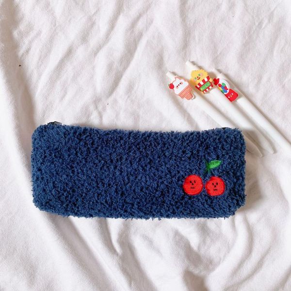 pencil bags cute cherry embroidered blue plush bag soft simple style large capacity students stationery storage school supplies
pencil bags cute cherry embroidered blue plush bag soft simple style large capacity students stationery storage school supplies