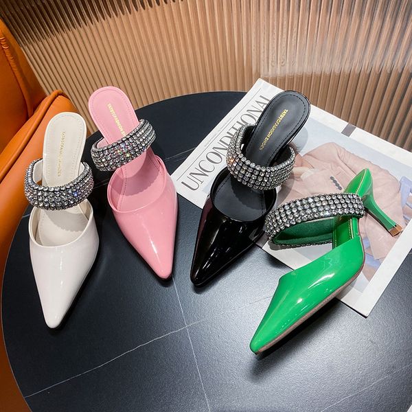 2022 elling classic luxury summer new women's fashion casual shoes half slippers rhinestone pointed high-heeled shoes for women, Black
2022 elling classic luxury summer new women's fashion casual shoes half slippers rhinestone pointed high-heeled shoes for women, Black