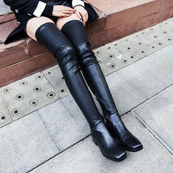 boots genuine leather over the knee high women 4.5cm med heels party shoes woman tight warm winter snow long, Black
boots genuine leather over the knee high women 4.5cm med heels party shoes woman tight warm winter snow long, Black