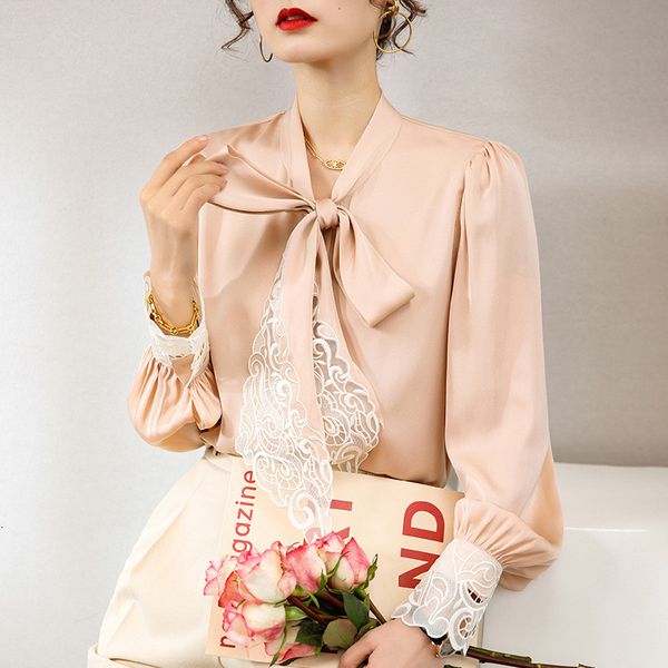 blouses spring fashion bow-collar designers embroidered silk blouse elegant women office shirts party, White
blouses spring fashion bow-collar designers embroidered silk blouse elegant women office shirts party, White