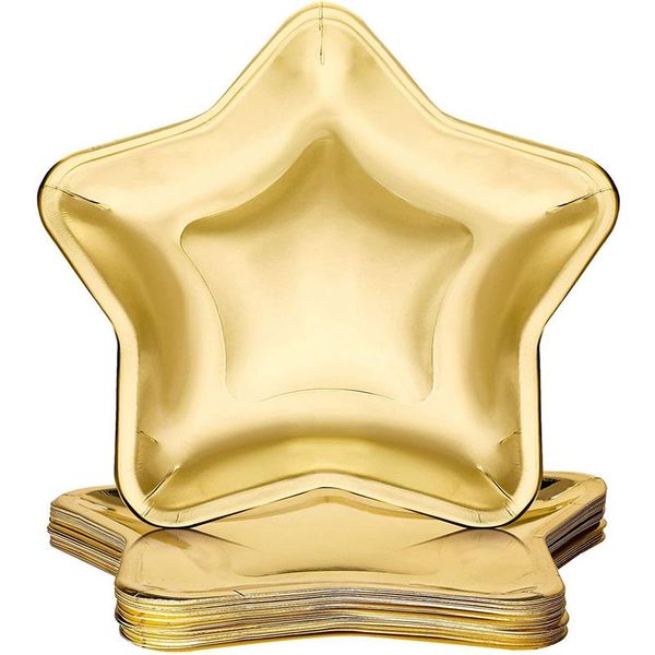 disposable dinnerware 30pcs star shaped paper plates gold party plate pentagram for tableware supplies
disposable dinnerware 30pcs star shaped paper plates gold party plate pentagram for tableware supplies