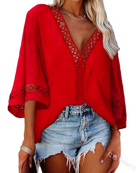 women's blouses & shirts autumn shirt deep v-neck hollow solid color casual elegant ladies plus size long-sleeved women, White
women's blouses & shirts autumn shirt deep v-neck hollow solid color casual elegant ladies plus size long-sleeved women, White