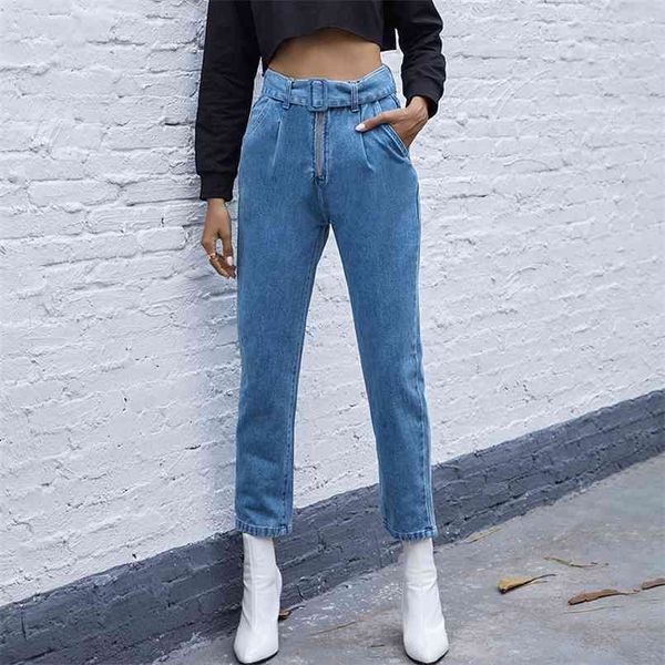 fashion belt zipper blue denim trousers female autumn casual denim pants for women full length streetwear jeans 210508
fashion belt zipper blue denim trousers female autumn casual denim pants for women full length streetwear jeans 210508