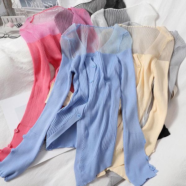 women's knits & tees autumn all-match irregular split-breasted slim sweet threaded splicing long-sleeved sweaters women fashion street, White
women's knits & tees autumn all-match irregular split-breasted slim sweet threaded splicing long-sleeved sweaters women fashion street, White