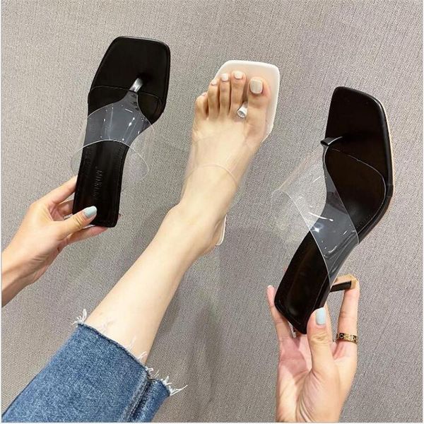 slippers see-through flip-flops for women summer 2021 with fairy style square heels, Black
slippers see-through flip-flops for women summer 2021 with fairy style square heels, Black