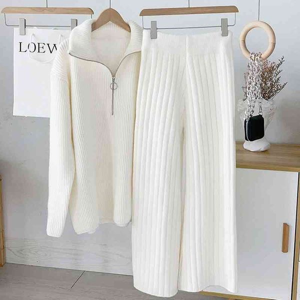 women's jackets knitted wide-leg pants and sweaters tracksuit autumn winter casual solid white long sleeve jumpers female 2 pieces, Black;brown
women's jackets knitted wide-leg pants and sweaters tracksuit autumn winter casual solid white long sleeve jumpers female 2 pieces, Black;brown