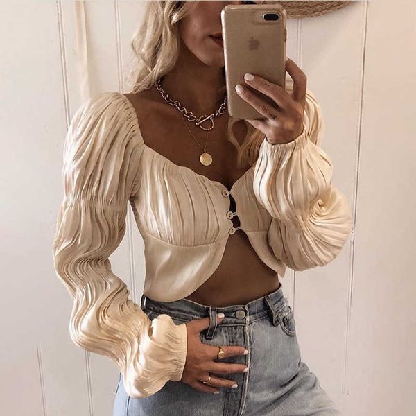 cryptographic lantern sleeve ruched and blouse shirts 2021 off shoulder fashion button women shirt blouses elegant, Black;white
cryptographic lantern sleeve ruched and blouse shirts 2021 off shoulder fashion button women shirt blouses elegant, Black;white