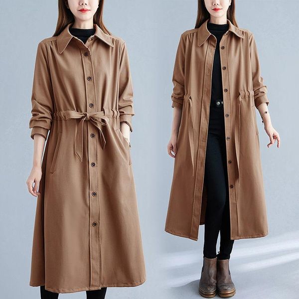 women's trench coats autumn coat 2021 fashion thin windbreaker female temperament mid-length lapel single breasted shirt slim m357, Tan;black
women's trench coats autumn coat 2021 fashion thin windbreaker female temperament mid-length lapel single breasted shirt slim m357, Tan;black