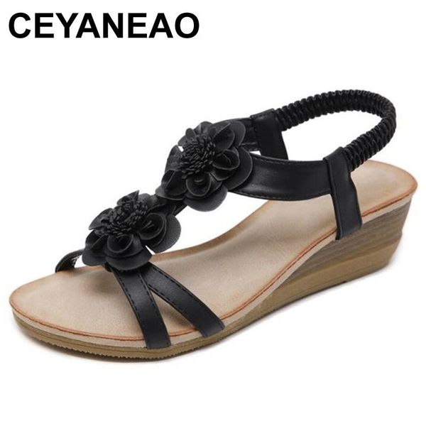 summer footwear women's flip flops with a floral print bohemian style sandals on the platform slippers, Black
summer footwear women's flip flops with a floral print bohemian style sandals on the platform slippers, Black