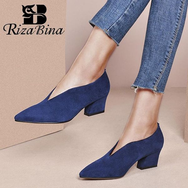 dress shoes rizabina square heel women pumps real leather pointed toe solid color office lady work female footwear size 33-42, Black
dress shoes rizabina square heel women pumps real leather pointed toe solid color office lady work female footwear size 33-42, Black
