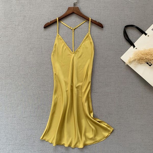women's sleepwear yellow spaghetti strap nightdress female v-neck backless nightgown summer rayon solid intimate home dress, Black;red
women's sleepwear yellow spaghetti strap nightdress female v-neck backless nightgown summer rayon solid intimate home dress, Black;red