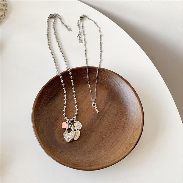 pendant necklaces origin summer double-layer love heart key lock necklace for women girls stainless steel round bead jewelry, Silver
pendant necklaces origin summer double-layer love heart key lock necklace for women girls stainless steel round bead jewelry, Silver