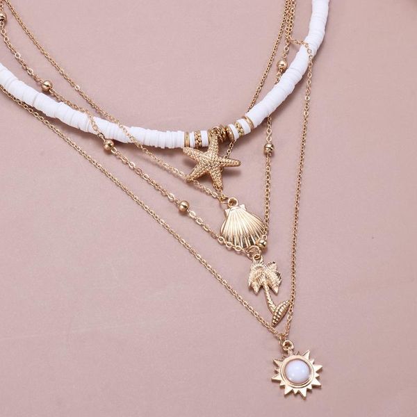 pendant necklaces gifts multi-layered wear beach necklace starfish thin chain water wave shell, Silver
pendant necklaces gifts multi-layered wear beach necklace starfish thin chain water wave shell, Silver