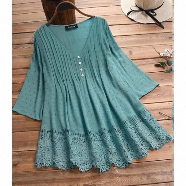 women's plus size blouse shirt floral lace button 3/4 length sleeve v neck basic daily washable cotton fabric fall spring green white, Black
women's plus size blouse shirt floral lace button 3/4 length sleeve v neck basic daily washable cotton fabric fall spring green white, Black