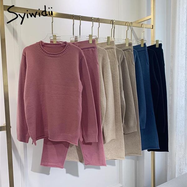 women's two piece pants syiwidii 2 pieces set women chic knitted outwear tracksuit sweater pullover elastic waist 2021 fall winter suit, White
women's two piece pants syiwidii 2 pieces set women chic knitted outwear tracksuit sweater pullover elastic waist 2021 fall winter suit, White