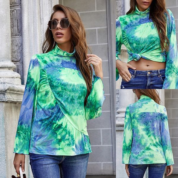street autumn fashion loose tie dyed long sleeve t-shirt high collar women's bottomed shirt, White
street autumn fashion loose tie dyed long sleeve t-shirt high collar women's bottomed shirt, White