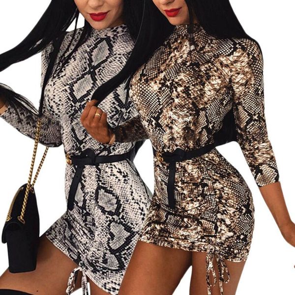 autumn women wrap high-neck long sleeve bodycon slim dress snake print jumper club mini casual dresses, Black;gray
autumn women wrap high-neck long sleeve bodycon slim dress snake print jumper club mini casual dresses, Black;gray