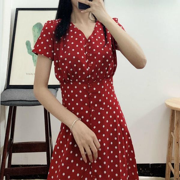 casual dresses short sleeve dress women v-neck polka-dot chiffon elegant chic single-breasted slender high-waist n retro grils, Black;gray
casual dresses short sleeve dress women v-neck polka-dot chiffon elegant chic single-breasted slender high-waist n retro grils, Black;gray