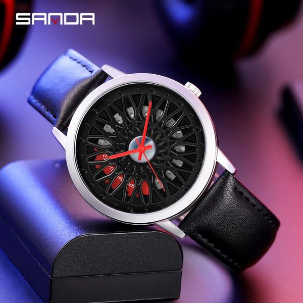 wristwatches 2021 mens watches sanda brand leather waterproof sport watch car wheel dial quartz for men relogio masculino p1060, Slivery;brown
wristwatches 2021 mens watches sanda brand leather waterproof sport watch car wheel dial quartz for men relogio masculino p1060, Slivery;brown