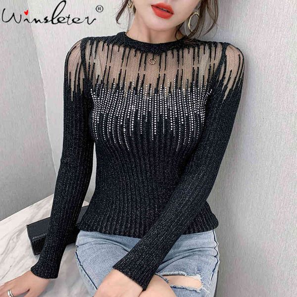 women's t-shirt autumn winter korean clothes knit t-shirt diamonds transparent women ropa mujer shirt long sleeve elasti, White
women's t-shirt autumn winter korean clothes knit t-shirt diamonds transparent women ropa mujer shirt long sleeve elasti, White