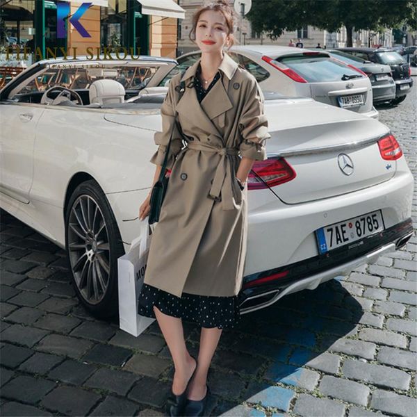 women's trench coats korean women spring autumn coat lace up lapel classic double breasted long lady casual windbreaker 2021, Tan;black
women's trench coats korean women spring autumn coat lace up lapel classic double breasted long lady casual windbreaker 2021, Tan;black