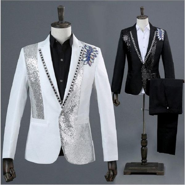 men's suits & blazers diamond sequined suit host stage costume singer dress nightclub party set slim luxury shiny, White;black
men's suits & blazers diamond sequined suit host stage costume singer dress nightclub party set slim luxury shiny, White;black