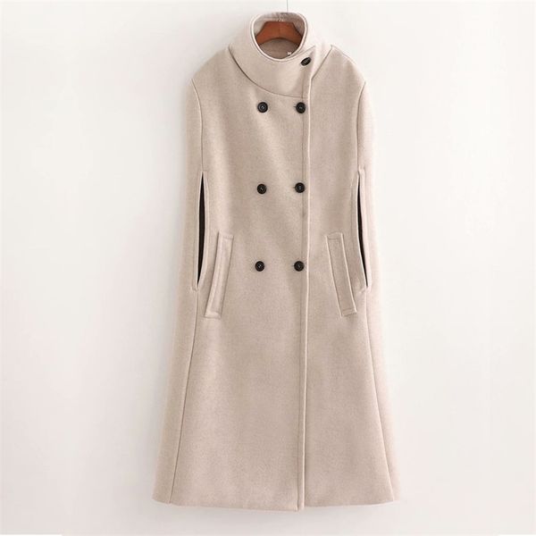 women elegant neckline side buttons double breasted sleeveless cloak concise long coat chic 210531, Black;brown
women elegant neckline side buttons double breasted sleeveless cloak concise long coat chic 210531, Black;brown