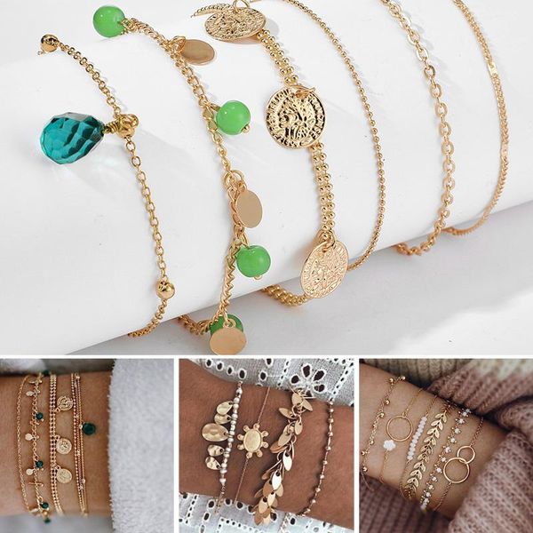 boho style women bracelets blue drops pendant leaves alloy 6/4pcs/set for ladies girls endq charm, Golden;silver
boho style women bracelets blue drops pendant leaves alloy 6/4pcs/set for ladies girls endq charm, Golden;silver