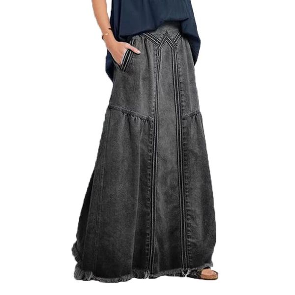 skirts autumn women long fashion elastic waist tassle a-line denim skirt woman casual loose high, Black
skirts autumn women long fashion elastic waist tassle a-line denim skirt woman casual loose high, Black