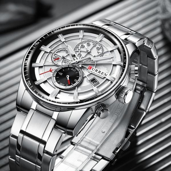 wristwatches 2021 curren brand men sport watches causal stainless steel band wristwatch chronograph auto date watch with compass male relogi, Slivery;brown
wristwatches 2021 curren brand men sport watches causal stainless steel band wristwatch chronograph auto date watch with compass male relogi, Slivery;brown