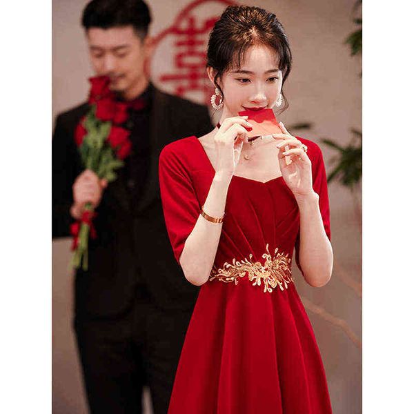 luxury prom dresses long toast bride 2021 autumn simple atmosphere red engagement thank you banquet female, Black
luxury prom dresses long toast bride 2021 autumn simple atmosphere red engagement thank you banquet female, Black