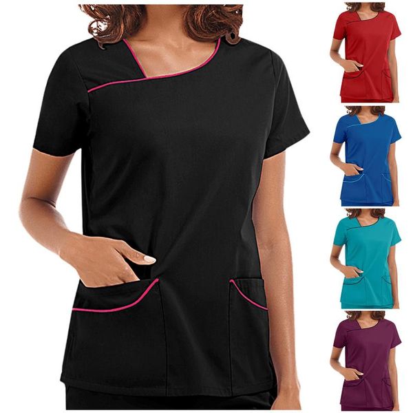 women's t-shirt tees short sleeve v-neck shirts with pocket care workers women scrubs ropa mujer nursing work uniform, White
women's t-shirt tees short sleeve v-neck shirts with pocket care workers women scrubs ropa mujer nursing work uniform, White