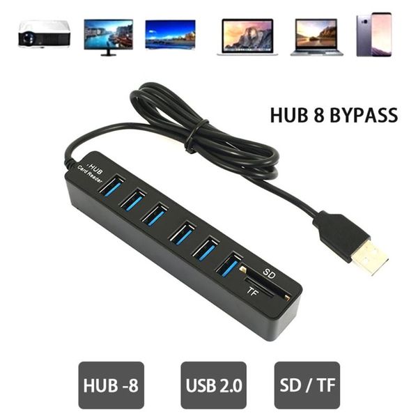 hubs universal mini usb hub 2.0 high speed splitter 3/6 port adapter with tf sd card reader for windows mac pc accessories
hubs universal mini usb hub 2.0 high speed splitter 3/6 port adapter with tf sd card reader for windows mac pc accessories