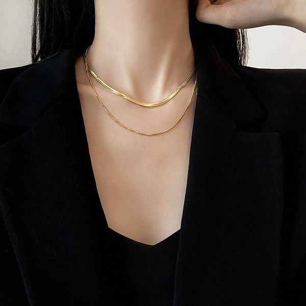 chains contracted and double layer wear necklace female ins hip-hop fashion personality of europe the united states snake chain, Silver
chains contracted and double layer wear necklace female ins hip-hop fashion personality of europe the united states snake chain, Silver