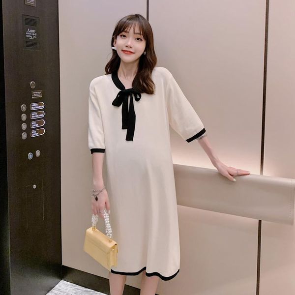 maternity dresses black beige short sleeve ice silk dress spring and summer knit fashion temperament pregnant women straight, White
maternity dresses black beige short sleeve ice silk dress spring and summer knit fashion temperament pregnant women straight, White