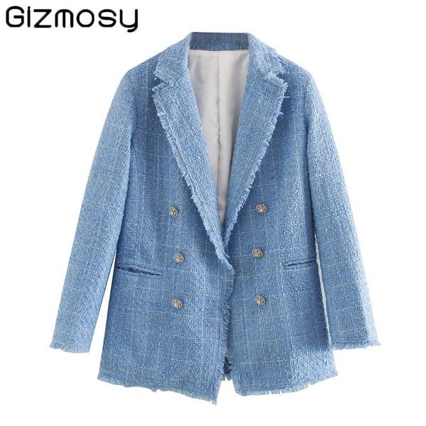 gizmosy 2021 autumn women blazer twill tweed jacket vintage lattice suit jackets ladies asymmetrical double breasted coat women's suits, White;black
gizmosy 2021 autumn women blazer twill tweed jacket vintage lattice suit jackets ladies asymmetrical double breasted coat women's suits, White;black