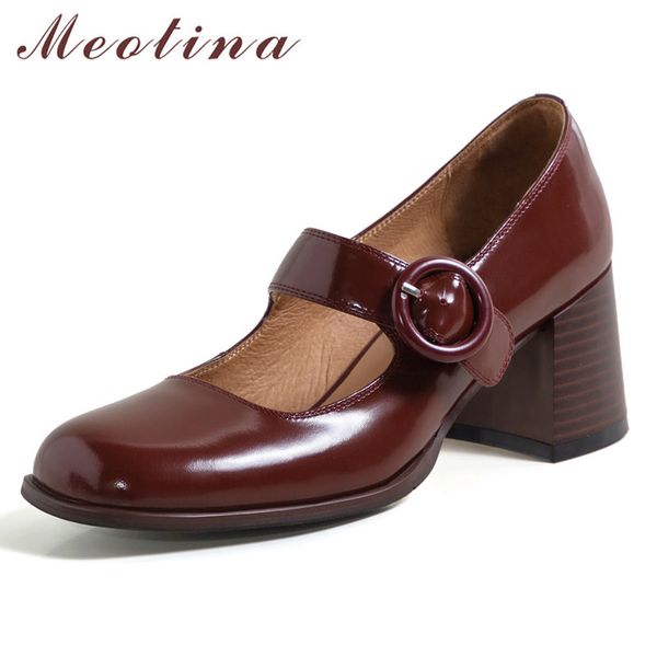 meotina real leather high heel mary janes shoes buckle strap square toe women pumps chunky heels dress footwear lady spring 210520, Black
meotina real leather high heel mary janes shoes buckle strap square toe women pumps chunky heels dress footwear lady spring 210520, Black