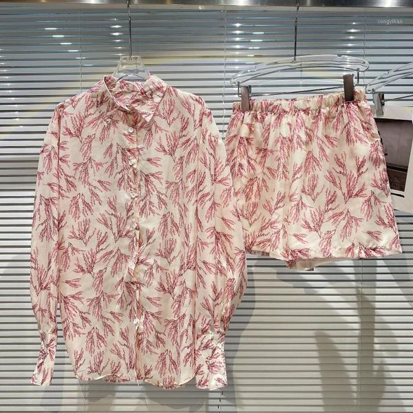 women's tracksuits european summer floral pattern printed long-sleeved shirt +elastic waist shorts two piece sets women fashion streetw, Gray
women's tracksuits european summer floral pattern printed long-sleeved shirt +elastic waist shorts two piece sets women fashion streetw, Gray