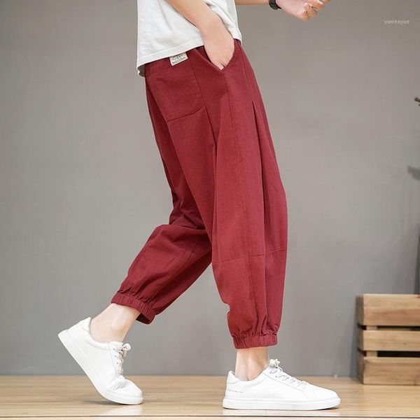 men's pants chinese style cotton capris loose casual elastic waist leggings linen 2021, Black
men's pants chinese style cotton capris loose casual elastic waist leggings linen 2021, Black