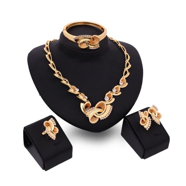 fashion crystal women jewelry set luxury golden rhinestone wedding engagement necklace bracelet earrings ring sets for party, Black
fashion crystal women jewelry set luxury golden rhinestone wedding engagement necklace bracelet earrings ring sets for party, Black