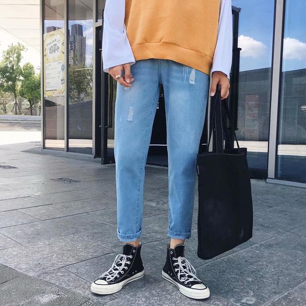 men's jeans wholesale autumn winter men's jeans hombre beam pants streetwear elastic waist slim trousers ripped hole sqp0, Blue
men's jeans wholesale autumn winter men's jeans hombre beam pants streetwear elastic waist slim trousers ripped hole sqp0, Blue