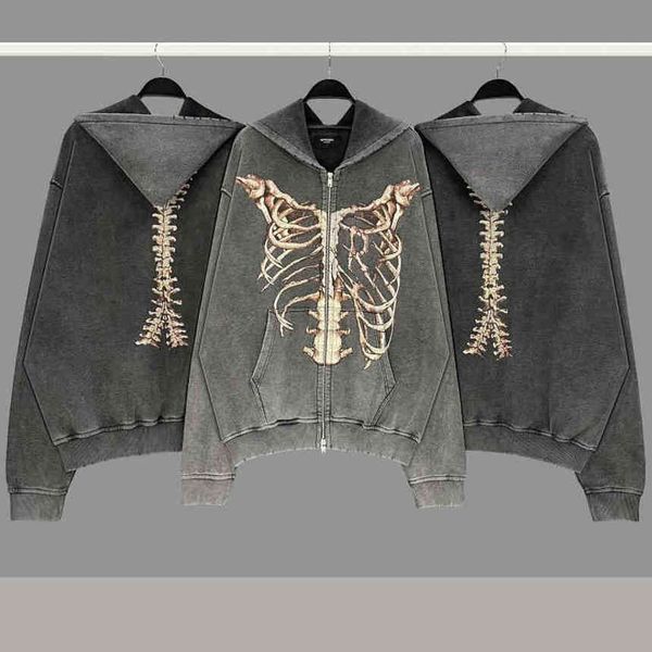 Men's and women's heavy fabric hooded sweatshirt, vintage printed skeleton sweater, high quality, with 3D rib pattern, 1:1, Black
Men's and women's heavy fabric hooded sweatshirt, vintage printed skeleton sweater, high quality, with 3D rib pattern, 1:1, Black